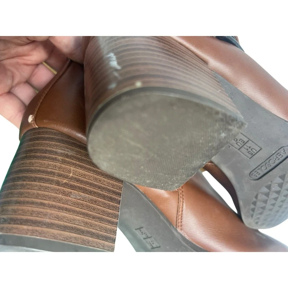 Aerosoles Chatroom Tall Knee High Riding Boots Brown Faux Leather Side Zip 11M